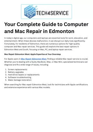 Mac Repair Edmonton West