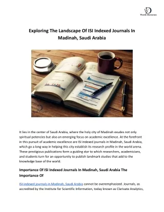 ISI Indexed Journals In Madinah, Saudi Arabia