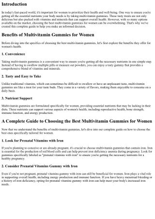A Complete Guide to Choosing the Best Multivitamin Gummies for Women