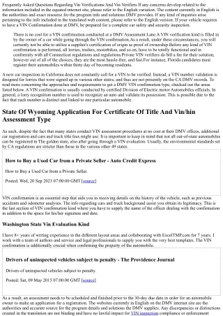 Frequently Asked Questions About Vin Verifications And Vin Verifiers