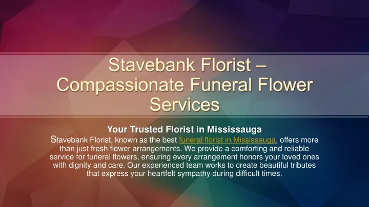 stavebank florist compassionate funeral flower services