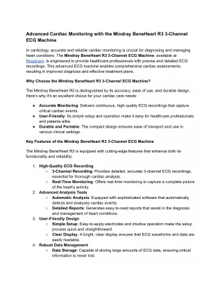 advanced cardiac monitoring with the mindray
