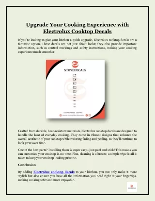 Upgrade Your Cooking Experience with Electrolux Cooktop Decals