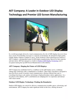 A Leader in Outdoor LED Display Technology and Premier LED Screen Manufacturing