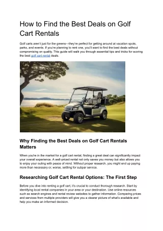 How to Find the Best Deals on Golf Cart Rentals