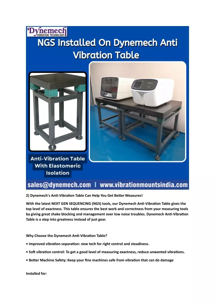 2 dynemech s anti vibration table can help