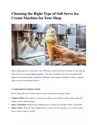 choosing the right type of soft serve ice cream