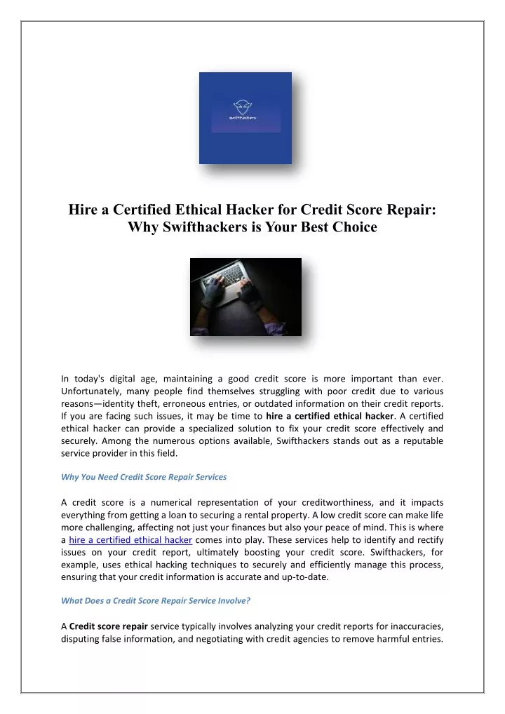 hire a certified ethical hacker for credit score