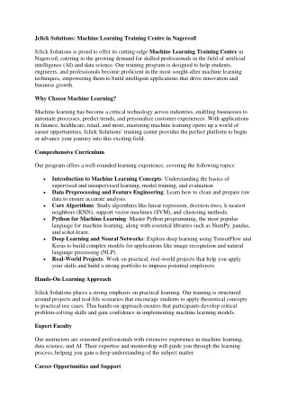 jclick solutions machine learning training centre