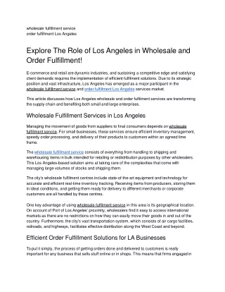 wholesale fulfillment service