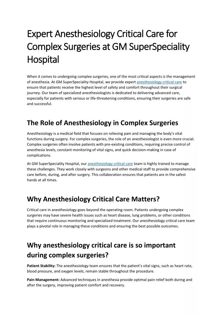 expert anesthesiology critical care for expert