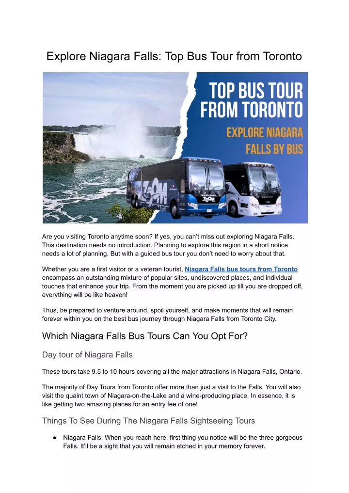 explore niagara falls top bus tour from toronto