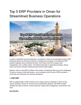 top 5 erp providers in oman for streamlined