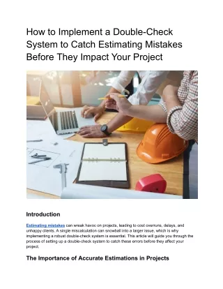 How to Implement a Double-Check System to Catch Estimating Mistakes Before They Impact Your Project