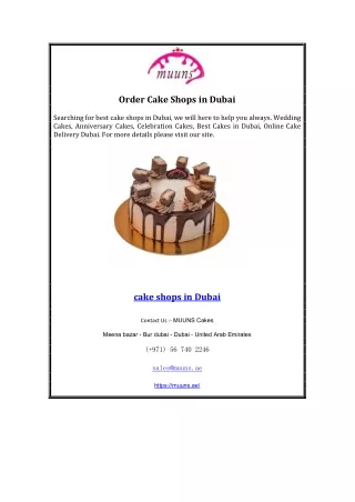 Order Cake Shops in Dubai