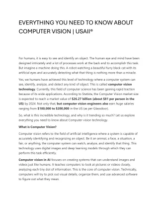 Everything You Need to Know About Computer Vision- USAII®