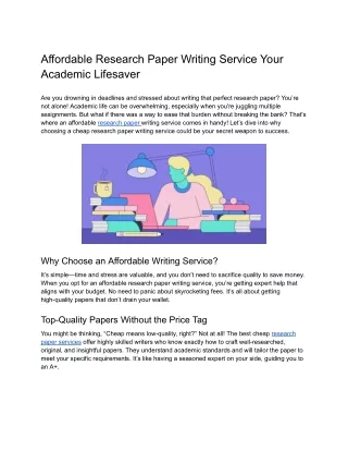 Affordable Research Paper Writing Service Your Academic Lifesaver