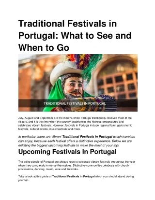 Traditional festivals in Portugal: What to expect and see!