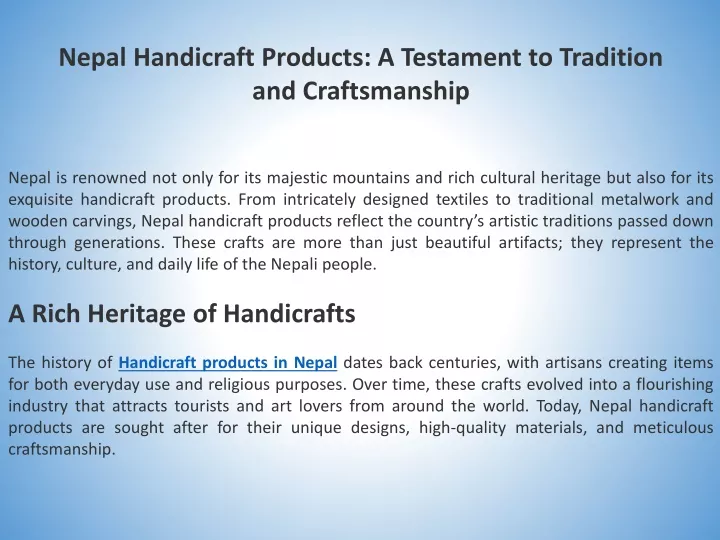 nepal handicraft products a testament