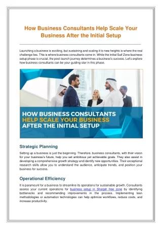 How Business Consultants Help Scale Your Business After the Initial Setup