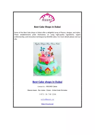 Best Cake Shops in Dubai