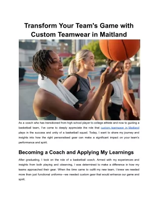 Transform Your Team's Game with Custom Teamwear in Maitland