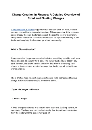 Charge Creation in Finance_ A Detailed Overview of Fixed and Floating Charges