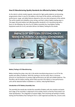 how ev manufacturing quality standards