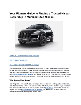Your Ultimate Guide to Finding a Trusted Nissan Dealership in Mumbai_ Etco Nissan