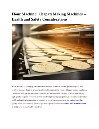 flour machine chapati making machines health