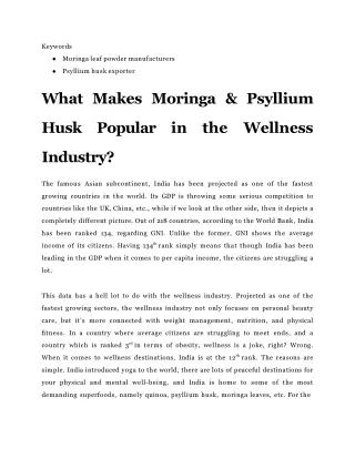 Why Are Moringa Leaves & Psyllium Husk Becoming Popular Superfoods in the Wellness Industry_
