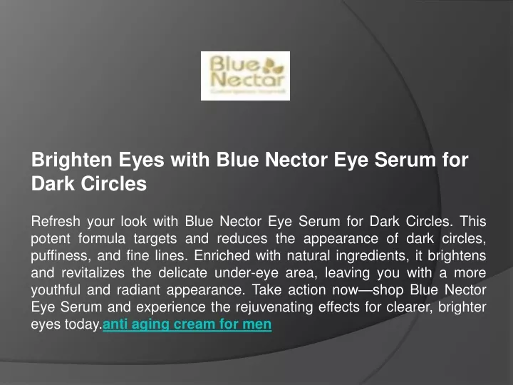 brighten eyes with blue nector eye serum for dark