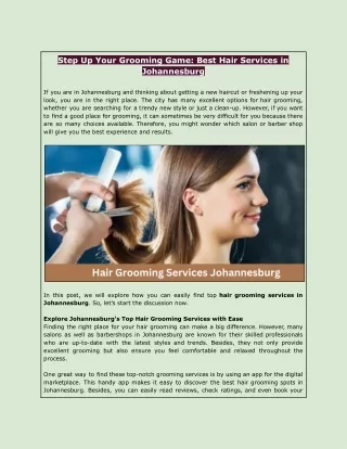 Step Up Your Grooming Game: Best Hair Services in Johannesburg