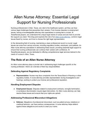 Allen Nurse Attorney