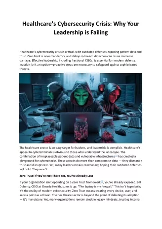 Healthcare’s Cybersecurity Crisis