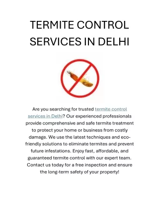 TERMITE CONTROL SERVICES IN DELHI