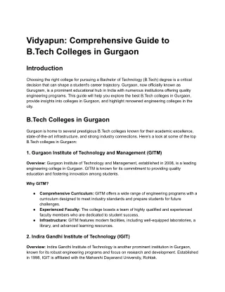 vidyapun comprehensive guide to b tech colleges