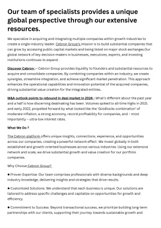 Our team of specialists provides a unique global perspective through our extensive resources.