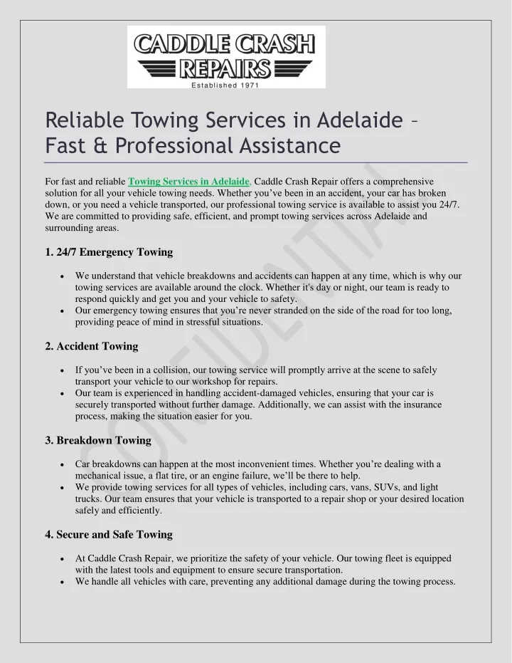 reliable towing services in adelaide fast