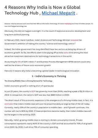 4 Reasons Why India is Now a Global Technology Hub