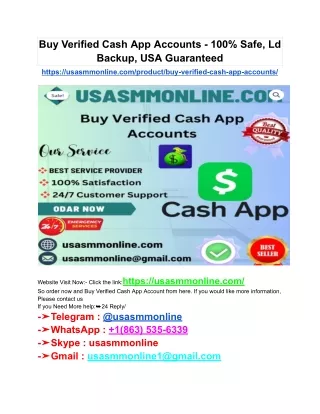 Buy Verified Cash App Accounts - 100% Safe, Ld Backup, USA Guaranteed