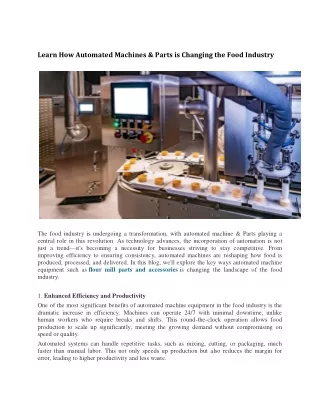 learn how automated machines parts is changing
