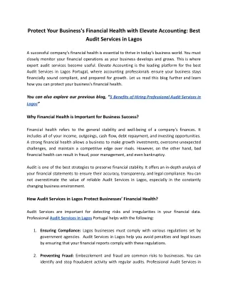 Protect Your Business's Financial Health with Elevate Accounting: Best Audit Ser