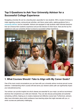 top 5 questions to ask your university advisor