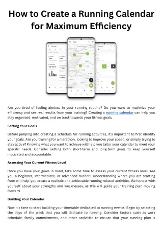 How to Create a Running Calendar for Maximum Efficiency
