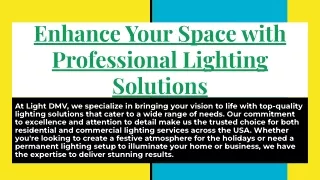 Enhance Your Space with Professional Lighting Solutions