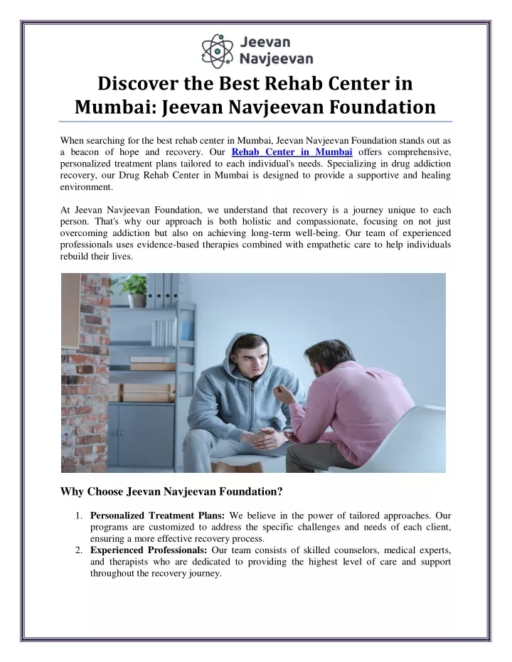 discover the best rehab center in mumbai jeevan