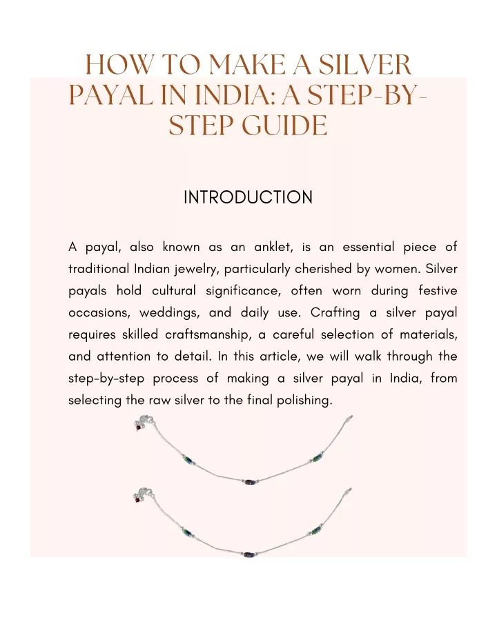 how to make a silver payal in india a step