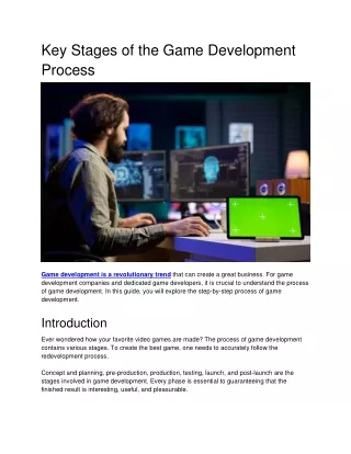 What Are The Main Stages Of Game Development
