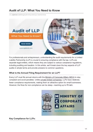 Audit of LLP What You Need to Know